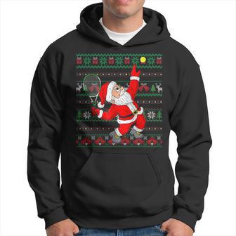 Christmas Santa Claus Tennis Sport Lover Ugly Xmas Hoodie - Thegiftio UK