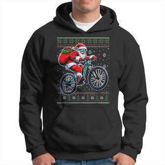 Christmas Santa Mountain Bike Rider Ugly Christmas Sweater Hoodie - Thegiftio UK
