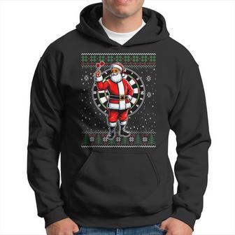 Christmas Santa Playing Darts Ugly Christmas Sweater Hoodie - Thegiftio UK