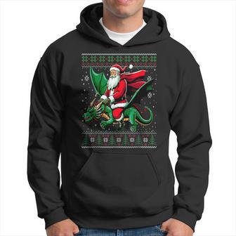 Christmas Santa Riding Dragon Ugly Christmas Sweater Hoodie - Thegiftio UK