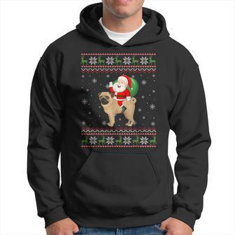 Christmas Santa Riding Pug Dog Ugly Xmas Sweater Hoodie - Thegiftio UK