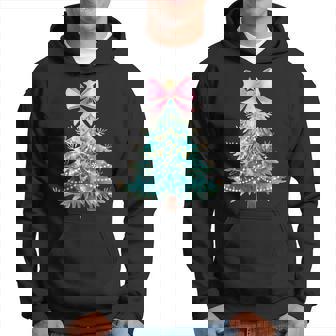 Christmas Tree Bow Pink Christmas Coquette Bow Xmas Holiday Hoodie - Monsterry