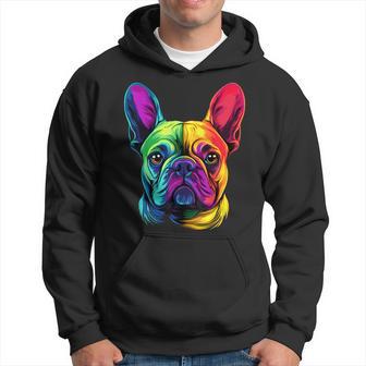Colorful French Bulldog Frenchie Face Cute Dog Lover Black Hoodie - Thegiftio UK