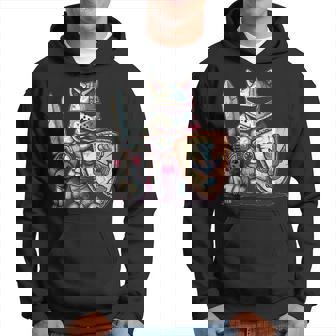Cool Knight Suit In Armor With Sword And Cat Hoodie - Thegiftio