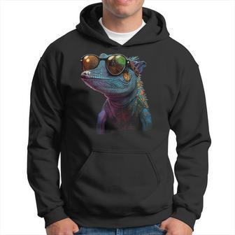 Cool Lizard Face With Sunglasses Hoodie - Thegiftio UK