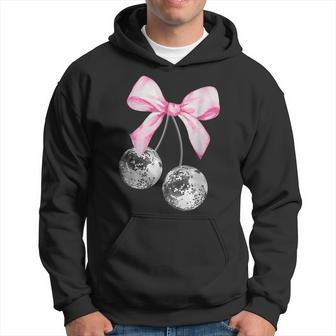 Coquette Black And White Disco Ball Club Retro Bows Hoodie - Thegiftio UK