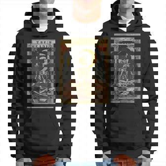 Cottagecore Skeleton Aesthetic Tarot Card The Reader Graphic Hoodie - Thegiftio UK