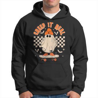 Creep It Real Ghost Skateboard Retro Halloween Skateboarding Hoodie - Monsterry