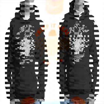 Creep It Real Skateboarding Ghost Retro Halloween Costume Hoodie - Monsterry