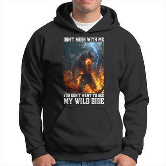 Cringy Werewolf Warning Wolf Meme Cringe Alpha Wolf Hoodie - Thegiftio UK