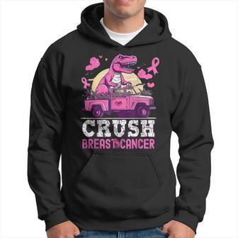 Crush Breast Cancer Awareness Dino T-Rex Monster Truck Boys Hoodie - Thegiftio UK