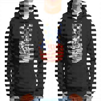 Cute America Peace American Flag Peace Sign Hand 4Th Of July Hoodie - Monsterry