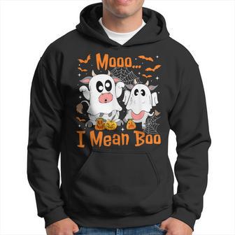 Cute Ghost Cow Moo I Mean Boo Halloween Cow Lover Hoodie - Thegiftio UK