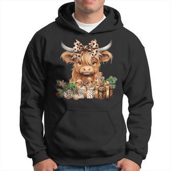 Cute Highland Cow Christmas Santa Highland Cow Lover Farm Hoodie - Thegiftio UK