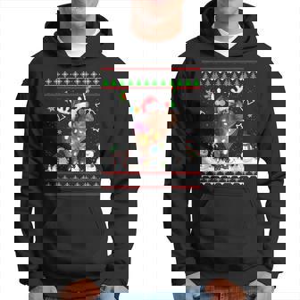 Cute Hippo Christmas Lights Ugly Christmas Sweater Hoodie | Mazezy