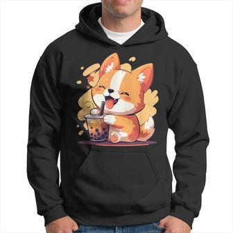 Cute Kawaii Corgi Drinking Boba Tea Hoodie - Thegiftio UK