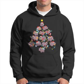 Cute Moo Deng Christmas Tree Baby Pygmy Hippo Xmas Hoodie - Thegiftio UK