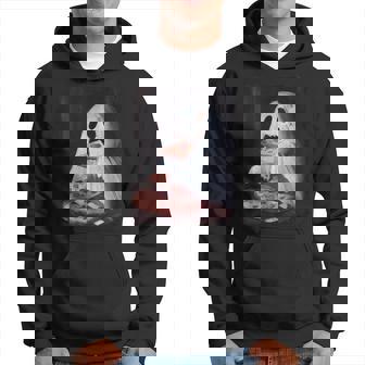 Cute Pizza Ghost Eating Pizza Halloween Food Lovers Hoodie - Thegiftio UK