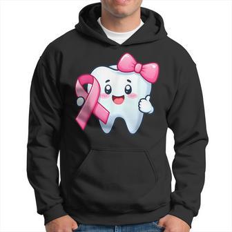 Cute Tooth Dentist Breast Cancer Awareness Month Pink Ribbon Hoodie - Thegiftio UK