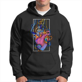 Cyborg Robot Heart Vaporwave Futuristic Cyberpunk Clothing Hoodie - Thegiftio UK