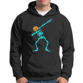 Dabbed Skeleton Halloween Glow In Dark Halloween Hoodie - Thegiftio UK