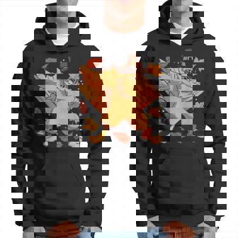 Dabbing Turkey Pilgrim Thanksgiving National Symbol Leg Day Hoodie - Monsterry