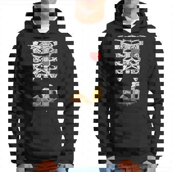Dad Skeleton Halloween Beer Pizza Pregnancy Couple Men Hoodie - Monsterry