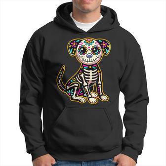 Dia De Los Muertos Skeleton Sugar Skull Dog Day Of The Dead Hoodie - Thegiftio UK