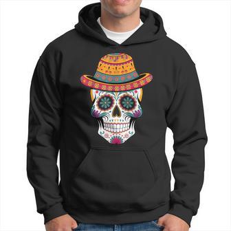 Dia De Los Muertos Sugar Skull Hat Hoodie - Thegiftio UK
