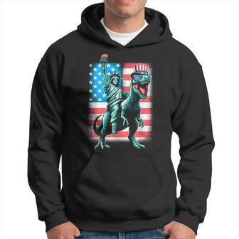 Dino Statue Of Liberty 4Th Of July Boys American Flag Hoodie - Monsterry UK