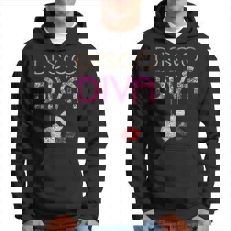 Disco Diva Ladies Disco Gold Ball Silver Red Lips Hoodie - Thegiftio
