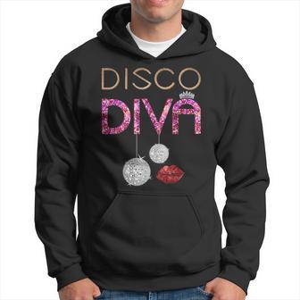 Disco Diva Ladies Disco Gold Ball Silver Red Lips Hoodie - Thegiftio UK