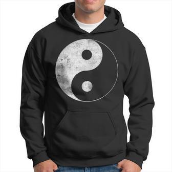 Distressed Ying Yang Feng Shui Taijitu Yin Yang Hoodie - Thegiftio UK