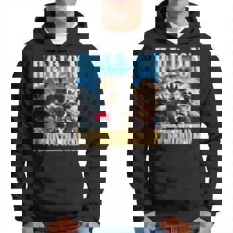 Divertente Hold On I'm Overstimulated Raccoon Meme Bootleg Retro Felpa con cappuccio - Novitaregali