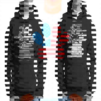 Dog America Flag Patriot Day Paw Print Flag 4Th Of July Hoodie - Monsterry