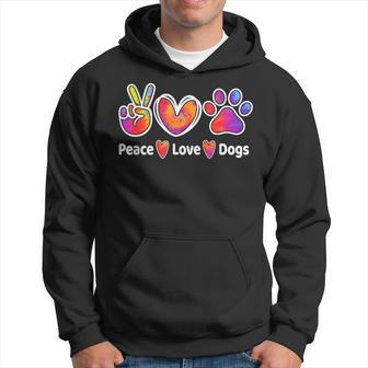 Dog Lover Peace Love Dogs Cute Puppy Paw Tie Dye Hoodie | Seseable UK