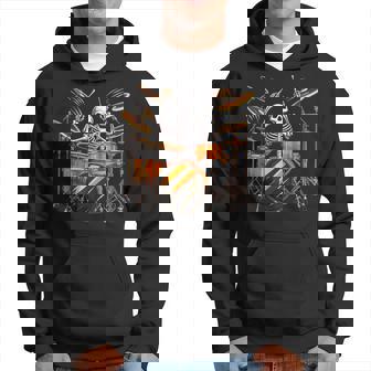 Drummer Skeleton Boys Drum Set Drummer Halloween Music Hoodie - Monsterry