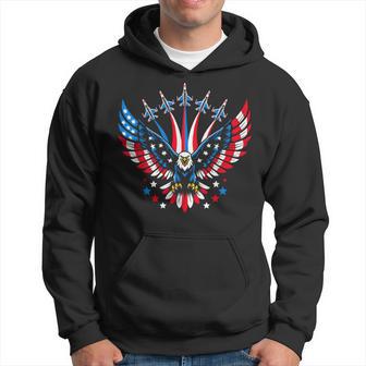 Eagle Patriotic Red Blue Usa Flag Fighter Jets 4Th Of July Hoodie - Thegiftio UK