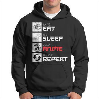 Eat Sleep Anime Repeat Japanese Weeb Kanji Anime Hoodie - Thegiftio UK