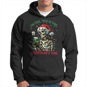 Everything Is Fine Christmas Lights Xmas Skeleton Halloween Hoodie - Thegiftio UK