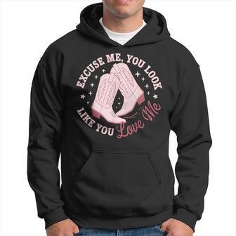 Excuse Me You Look Like You Love Me Boots Apparel Hoodie - Thegiftio UK