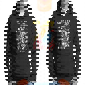Faith Over Fear American Flag Jesus Christ Lion Hoodie - Monsterry