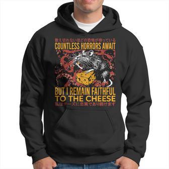 Faithful To The Cheese Vintage Japanese Tokyo Horror Rat Hoodie - Thegiftio UK