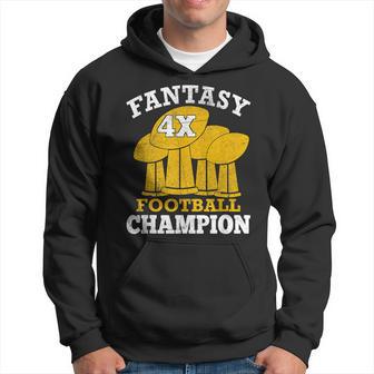 Fantasy Football 4X Champion Four Time Champ Fantasy Winner Hoodie - Thegiftio UK
