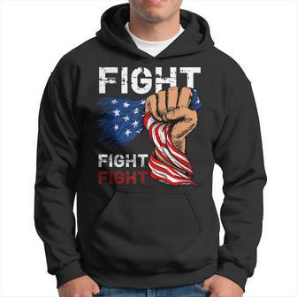 Fight Fight Fight American Flag Fist Hoodie - Thegiftio UK