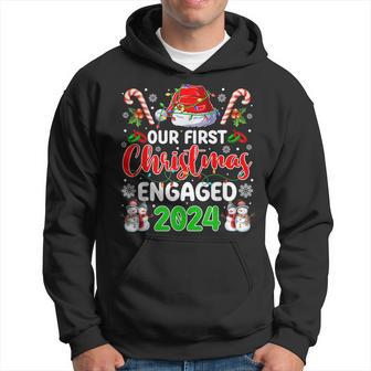Our First Christmas Engaged 2024 Couple Xmas Pajamas Hoodie - Thegiftio UK