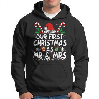 Our First Christmas As Mr & Mrs 2024 Just Married Couples Hoodie - Thegiftio UK