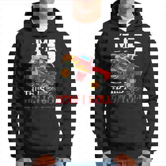 Five 5Yr 5Th Birthday Monster Truck Boy 5 Years Old Hoodie - Thegiftio UK