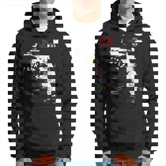 Florida State Map Tourist Attractions Cities Flag Hoodie - Monsterry