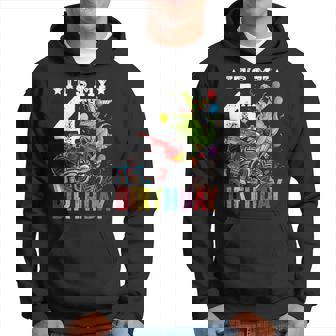 Four 4Th Birthday Dinosaur Monster Truck Hoodie - Monsterry